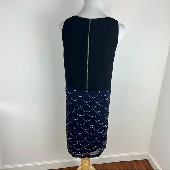 Diane Von Furstenberg Sequin Embellished Cocktail Dress Navy Blue Size 6 - Picture 3 of 8